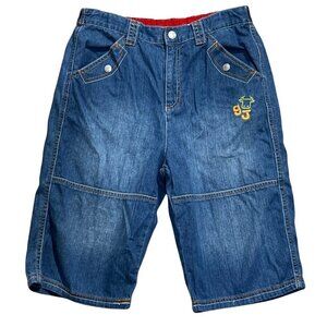 Giordano Junior Denim Boys Adjustable band Orange Stitch Long Shorts Size 14-16Y